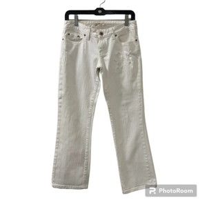 BKE Denim Womens White Distressed Cropped Star Stretch Denim Jeans Sz 28